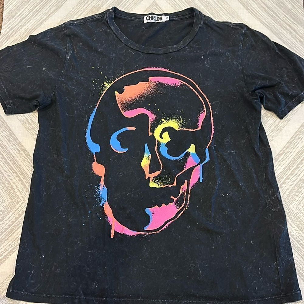 Chrldr Women’s Black Neon Multi Colored Skull - Size S